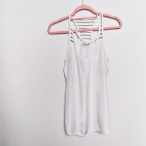 Lost April Neutral Minimalist 100% Silk Sleeveless Shell Blouse Size Small